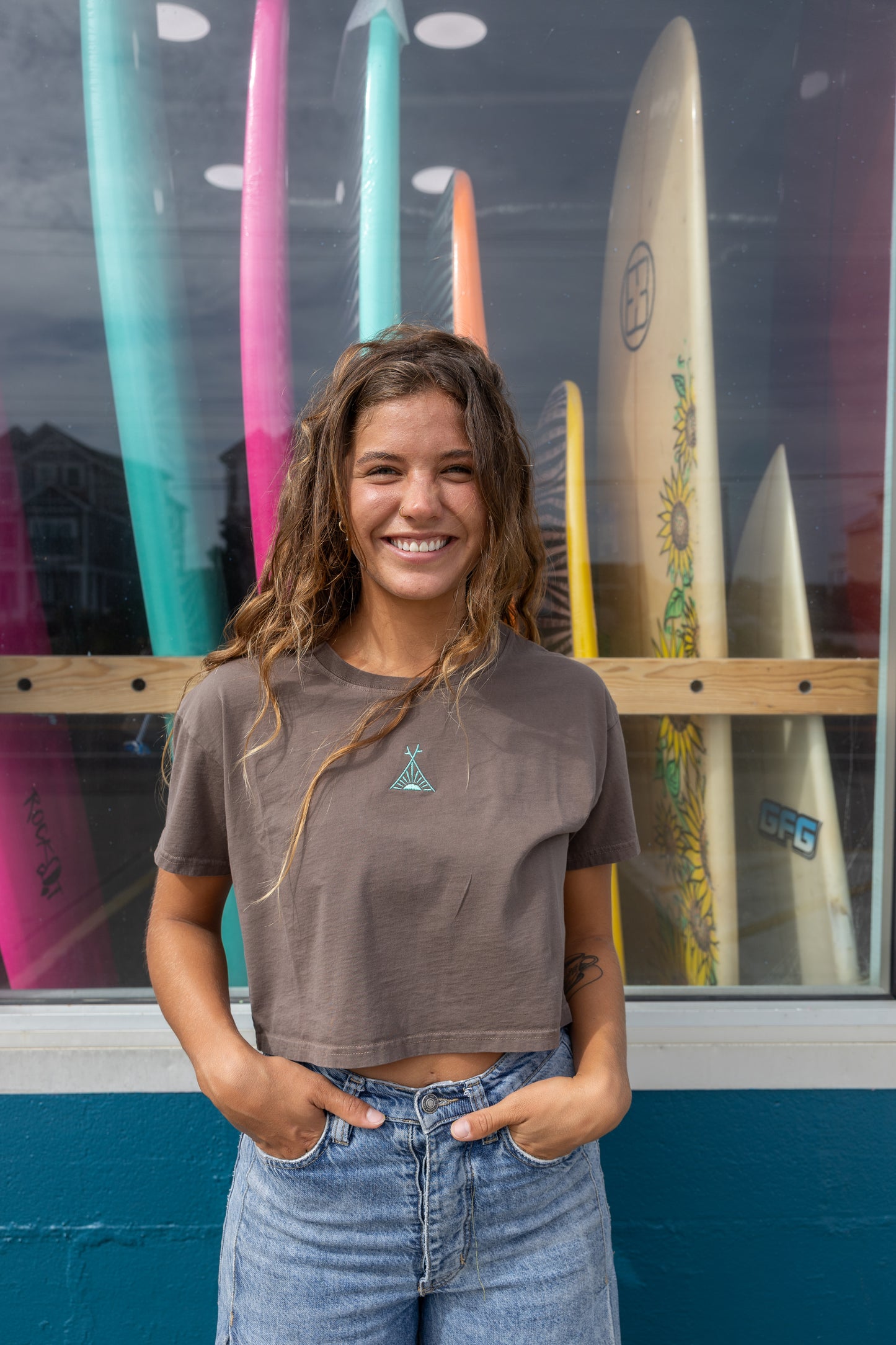 Brown Teepee Crop Tee