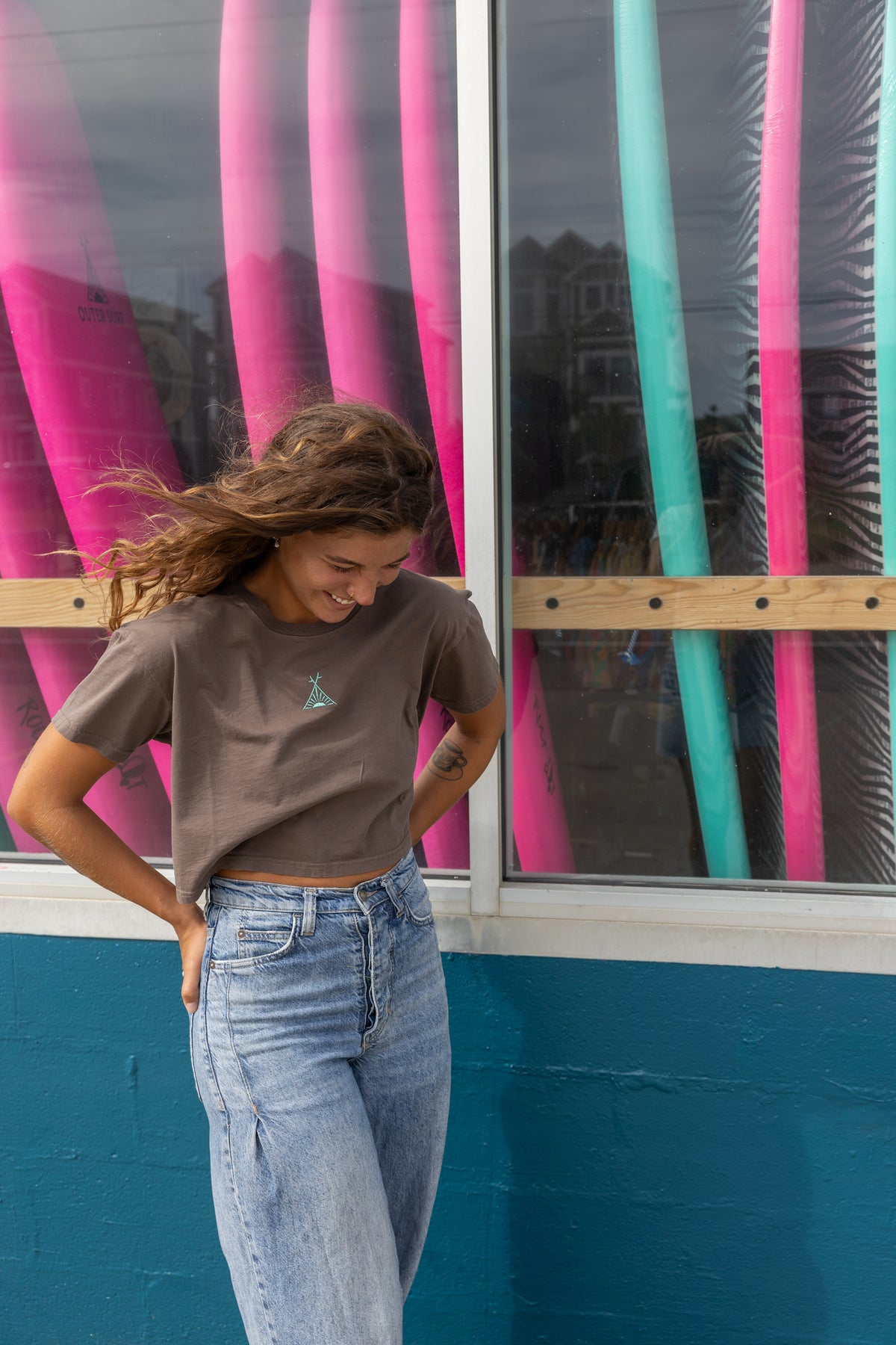 Brown Teepee Crop Tee