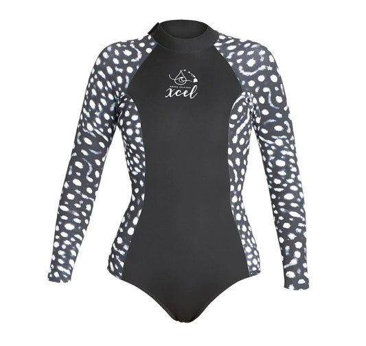 XCEL Women’s Water Inspired Axis L/S Springsuit 2mm back zip (whale shark pattern)