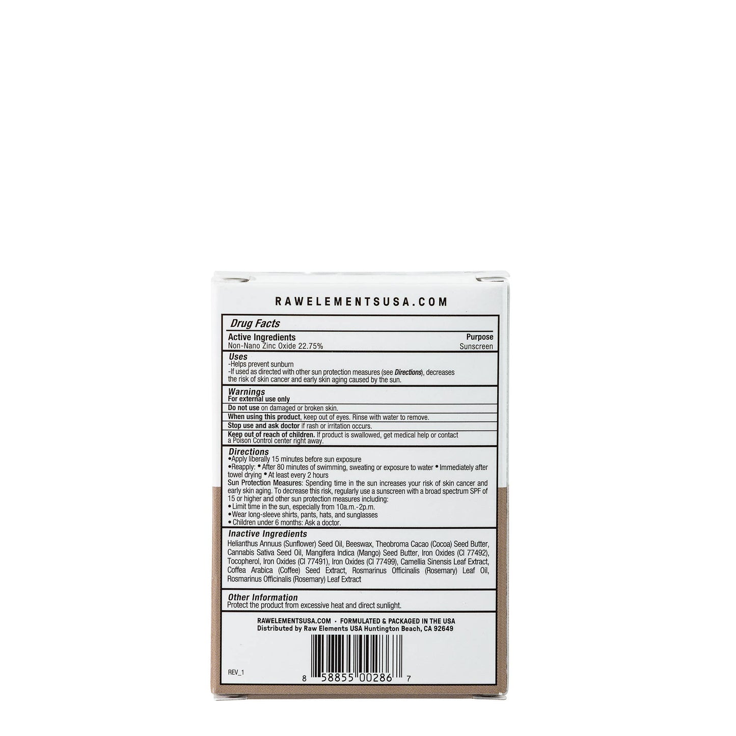 RAW ELEMENTS TINTED FACE STICK SPF 30