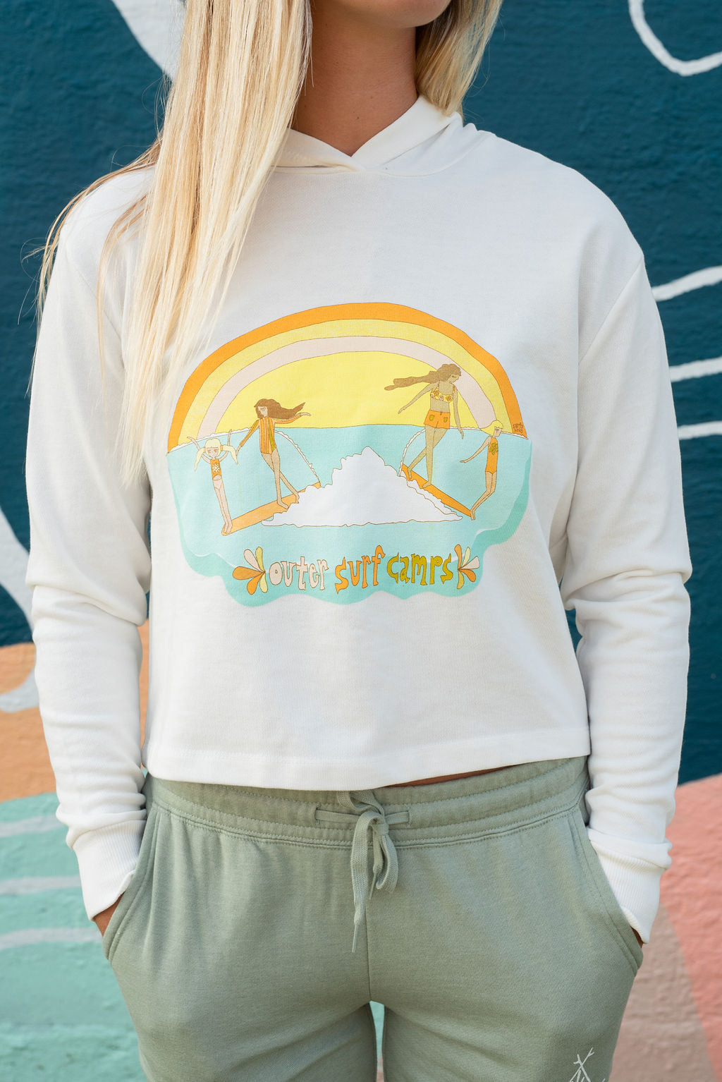 サーフィン・ボディボード LogRap Terry Hoodie XL Women's Cropped Terry Surf Camp Hoodie – Outer Surf